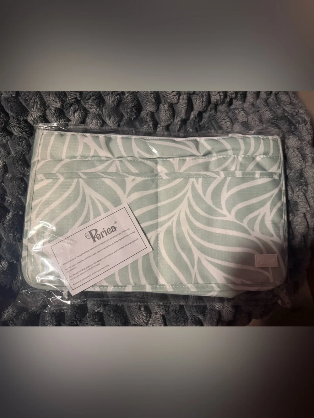 Mint Green Leaf Makeup Organizer Bag